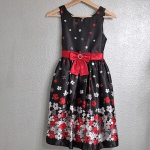Emily West Black Dress with Red Floral Accents Size 12      11